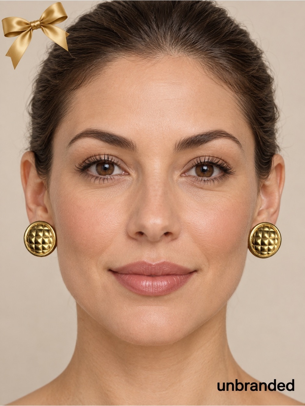 Vintage Chunky Quilted Gold-Tone Clip-On Earrings